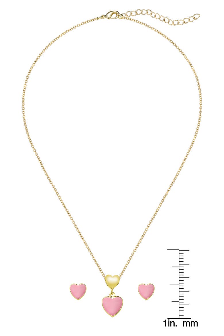 Kids' Heart Pendant Necklace & Stud Earrings, Alternate, color, PINK