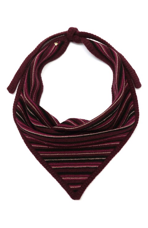 Garter Stripe Knit Triangle Scarf
