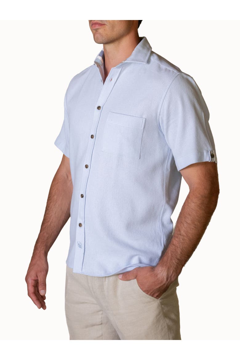 Cotton Short Sleeve Sack Weave Shirt, Alternate, color, Light Blue
