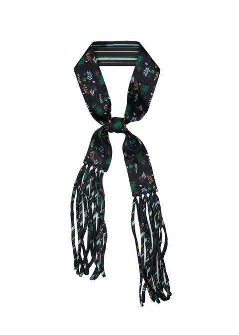 Frida With Love Silk Skinny Fringe Scarf