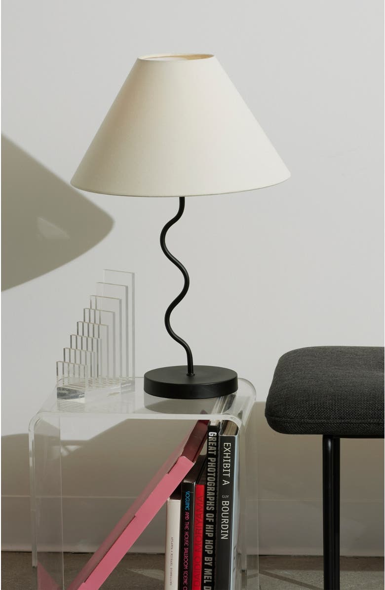 Brightech Squiggle 22" LED Table Lamp with Twisting Base and Ivory Empire Shade, Alternate, color, Classic Black