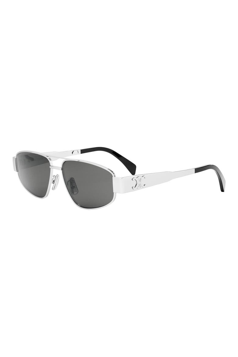 Triomphe 57mm Pilot Sunglasses, Alternate, color, SHINY PALLADIUM / SMOKE