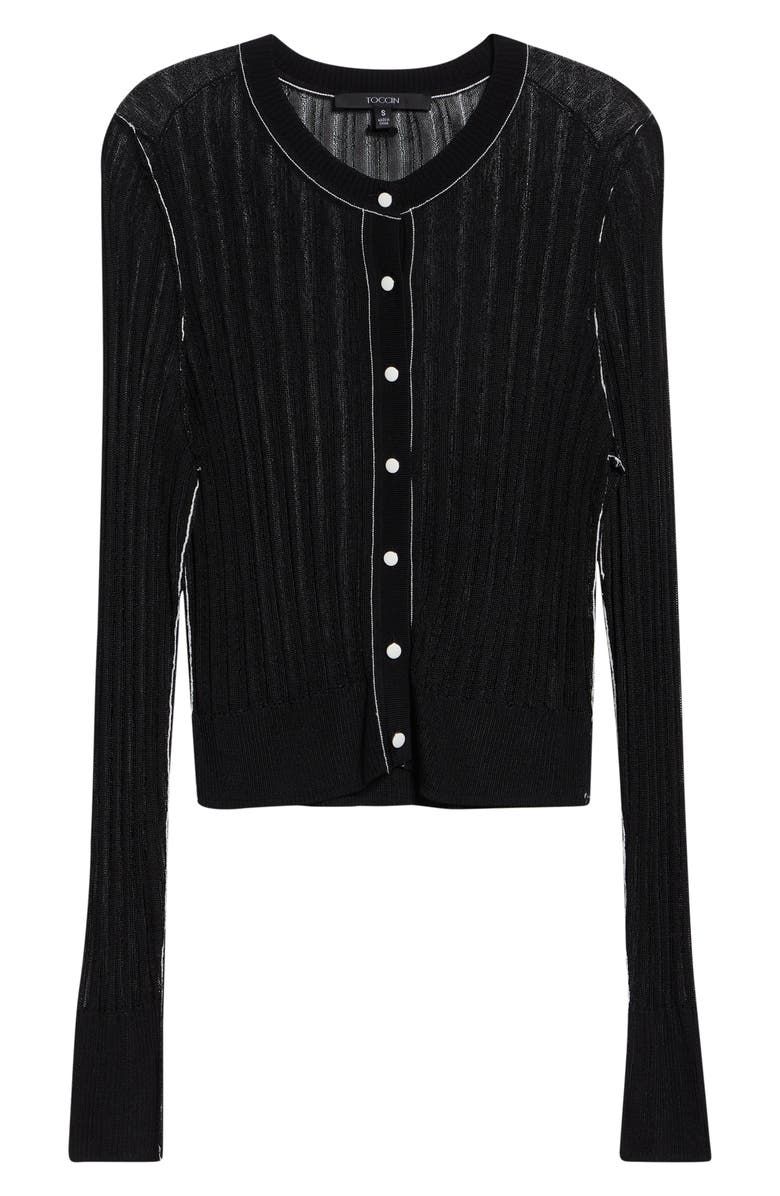 Toccin Crosby Ribbed Button Front Crop Cardigan, Alternate, color, 