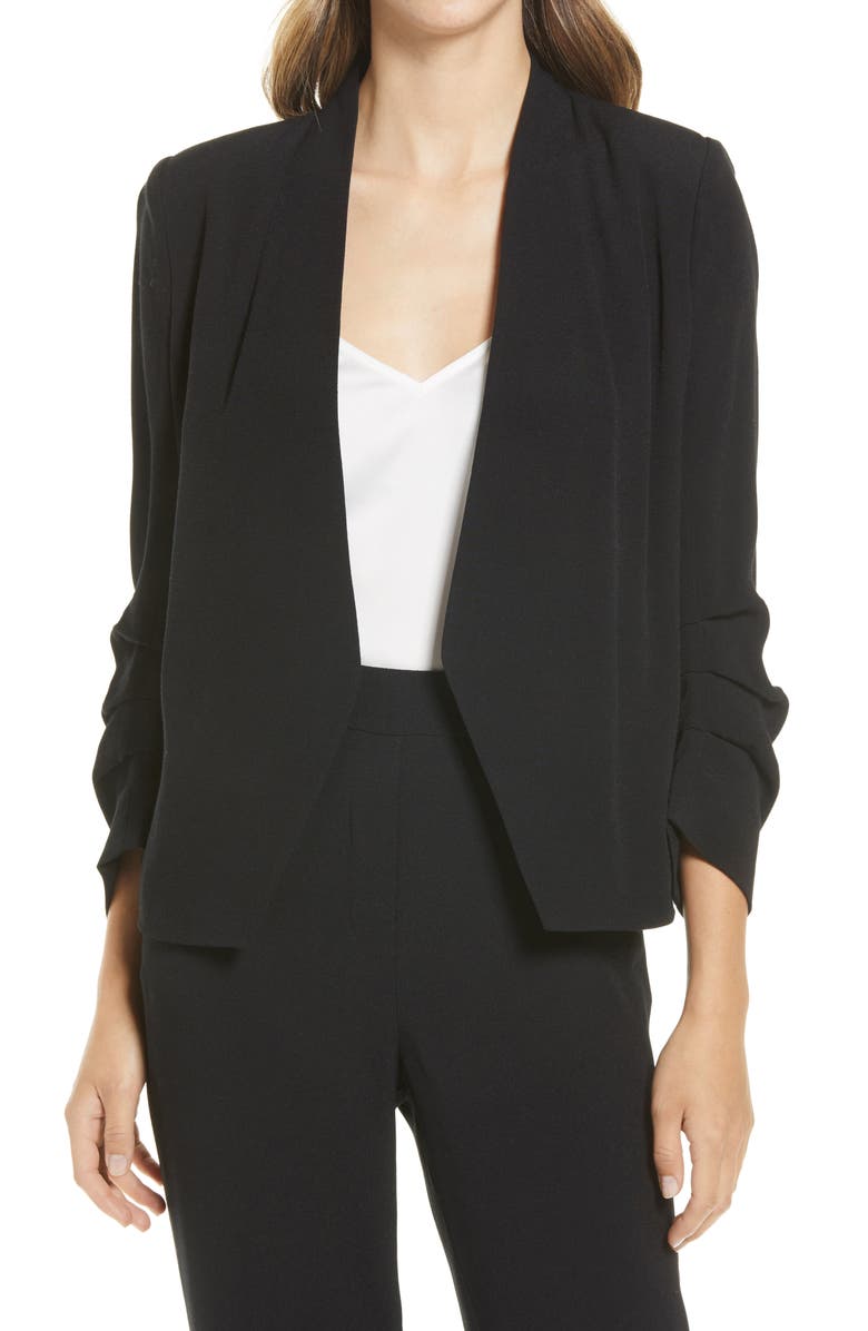 Halogen<sup>®</sup> Open Ruched Sleeve Crepe Blazer, Main, color, 