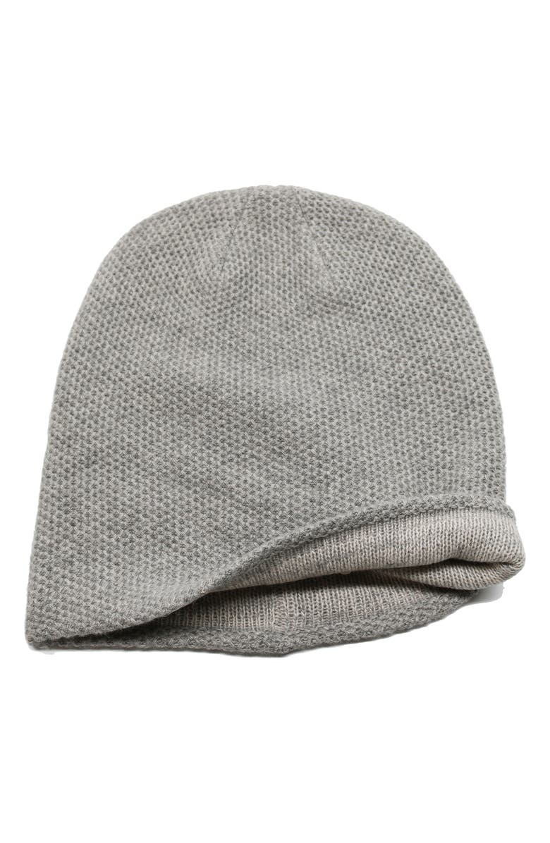Portolano Reversible Cashmere Beanie, Main, color, Light Heather/ Yogi Ivory