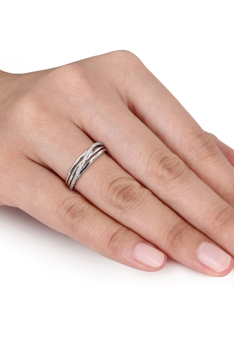 Sterling Silver Wrapped Diamond Row Ring - 0.06 ctw, Alternate, color, SILVER