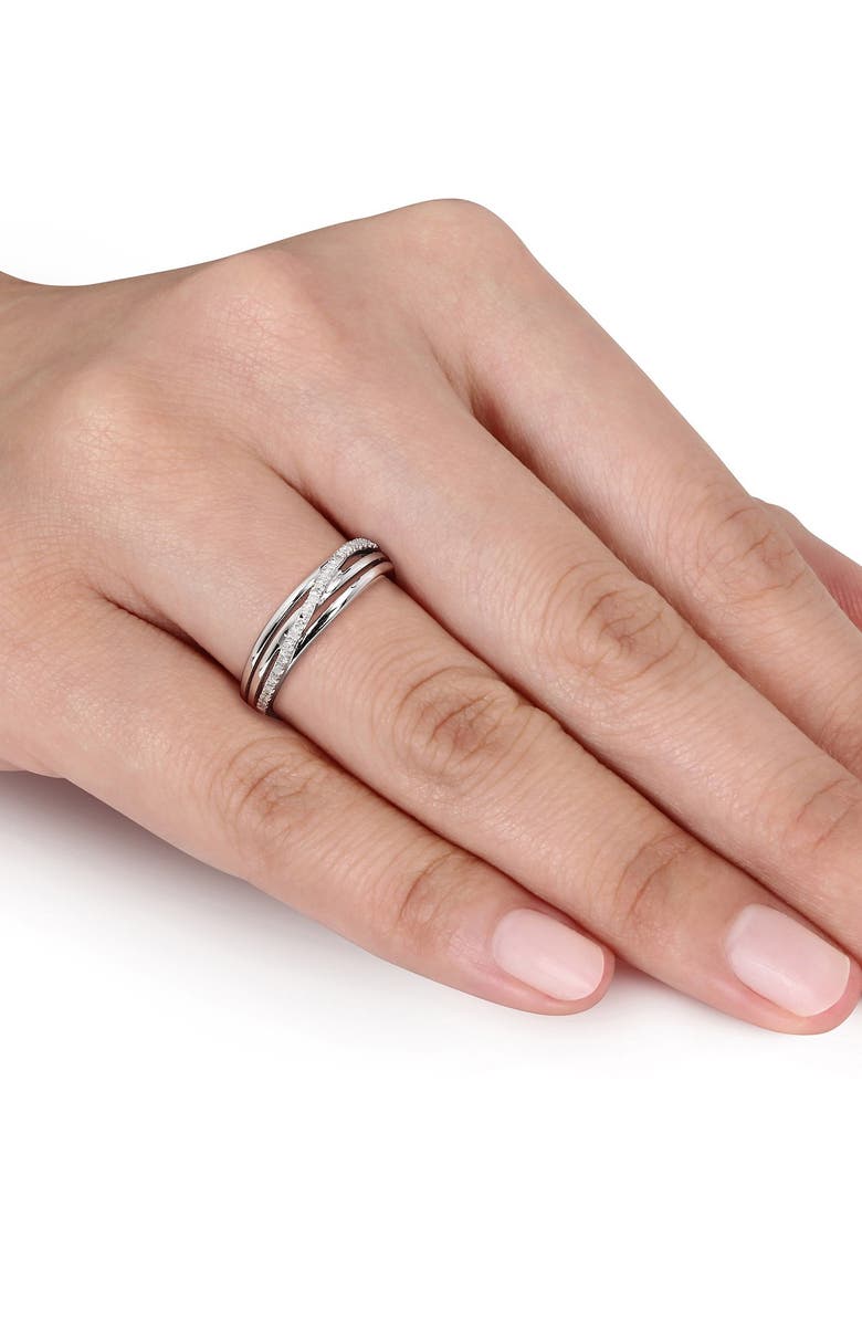 DELMAR Sterling Silver Wrapped Diamond Row Ring - 0.06 ctw, Alternate, color, Silver