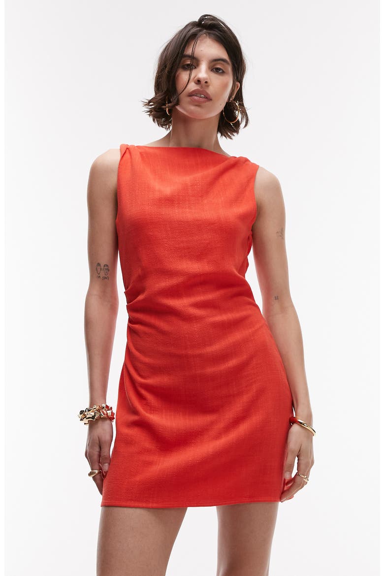 Twist Shoulder Minidress, Alternate, color, RED