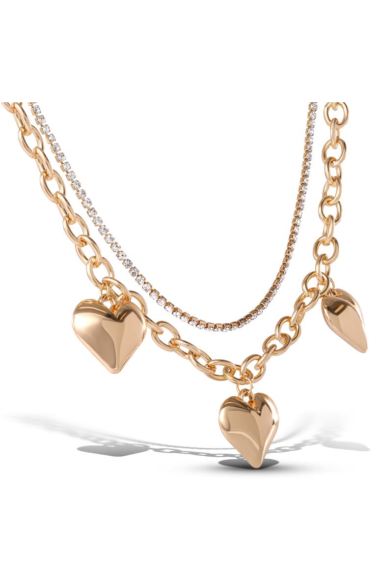 Jessica Simpson Triple Heart Statement Necklace, Alternate, color, Gold