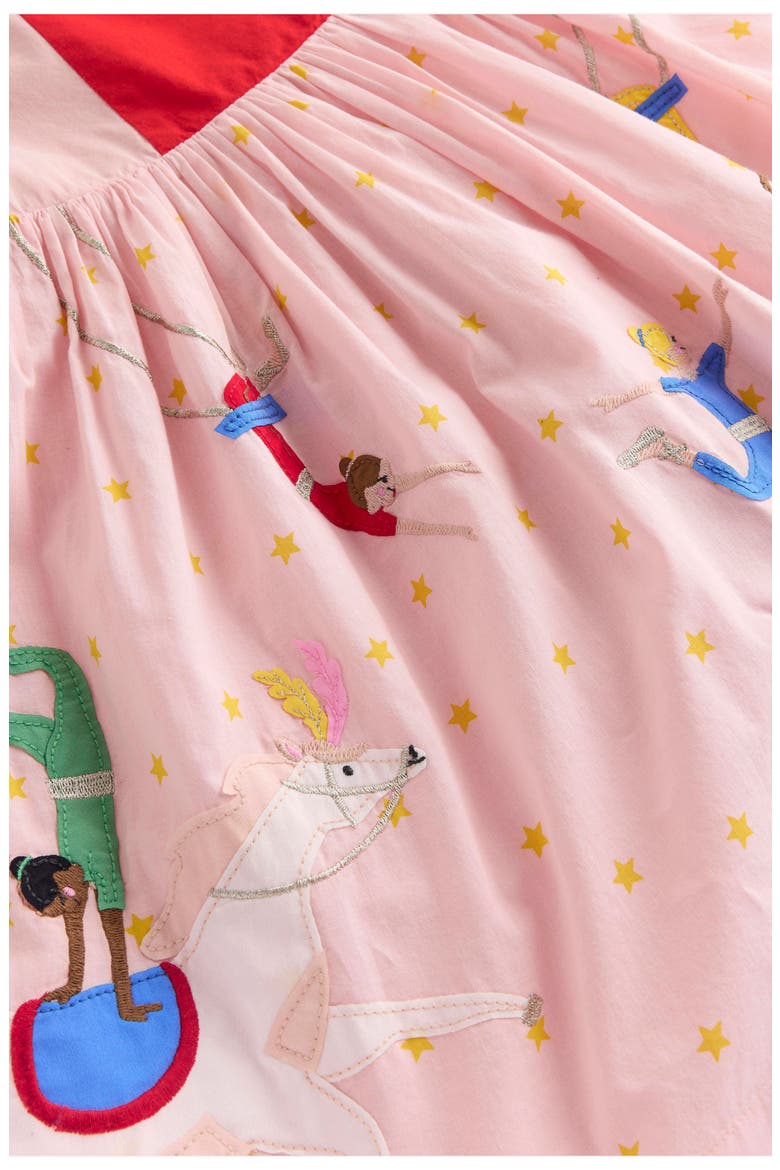 mini boden circus dress MINI BODEN Circus Print Linen Cotton Dress with Under Petti Skirt, Size 3
