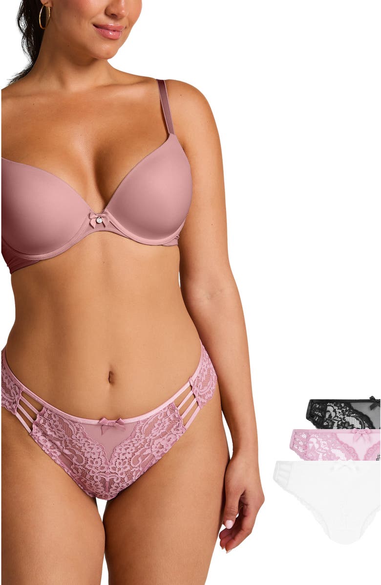 Hunkemöller 3-pack Belle Brazilian Briefs, Alternate, color, Lilas
