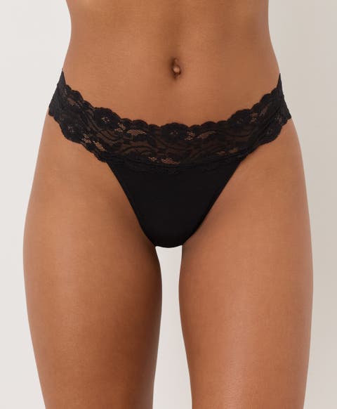 Lace Waist Thong 3-Pack Made With Organic Cotton