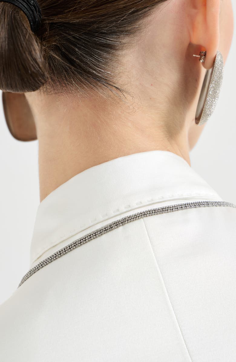 Brunello Cucinelli Satin blazer with monili, Alternate, color, White