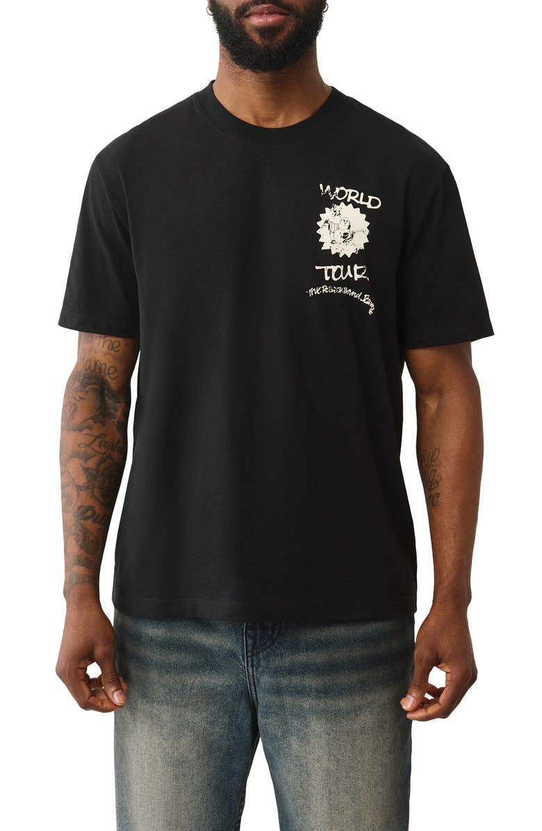 True Religion Speech World Tour Graphic T-Shirt, Main, color, Jet Black