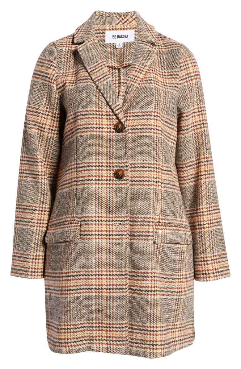 BB Dakota by Steve Madden Check You Out Plaid Longline Blazer, Alternate, color,