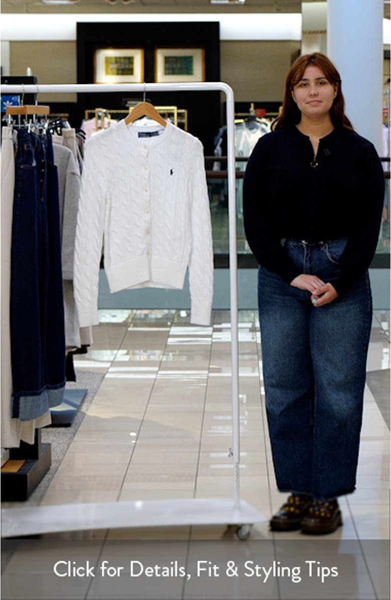 Cable Cotton Crewneck Cardigan, sales video thumbnail