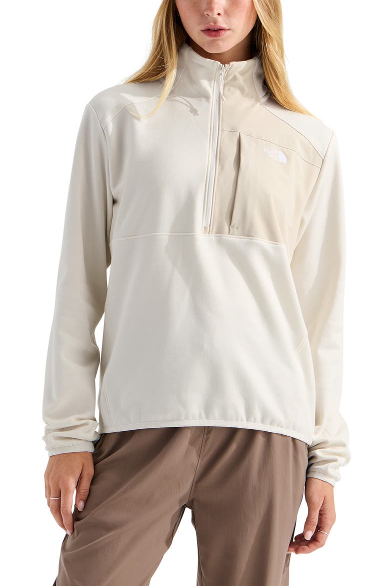 Performance Fleece Half-Zip Pullover, Main, color, WHITE DUNE LIGHT HEATHER