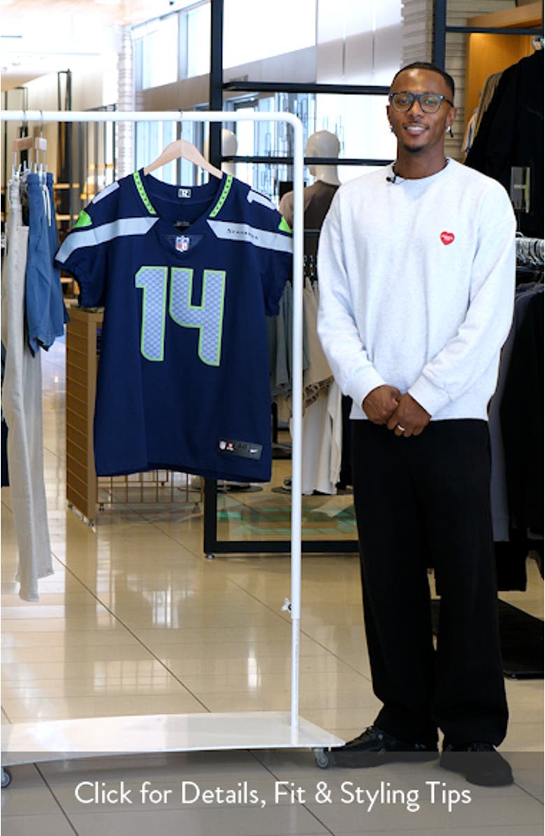 Men's Nike DK Metcalf College Navy Seattle Seahawks Vapor Elite Player Jersey, sales video thumbnail