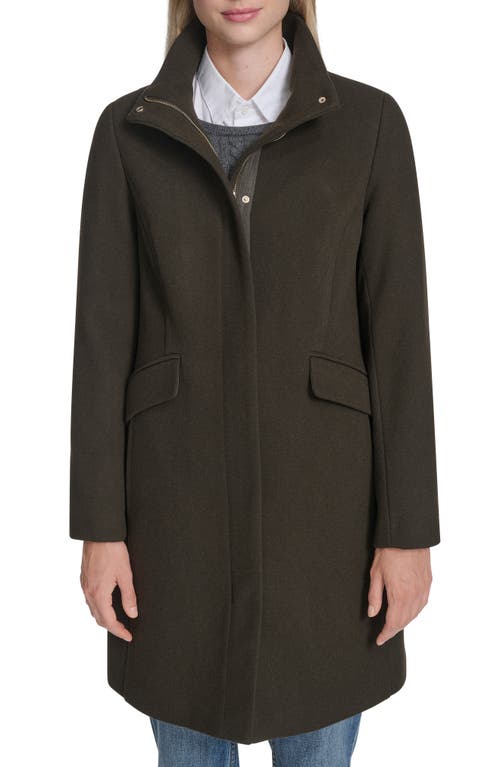 Cole Haan Longline Wool Blend Coat In Green