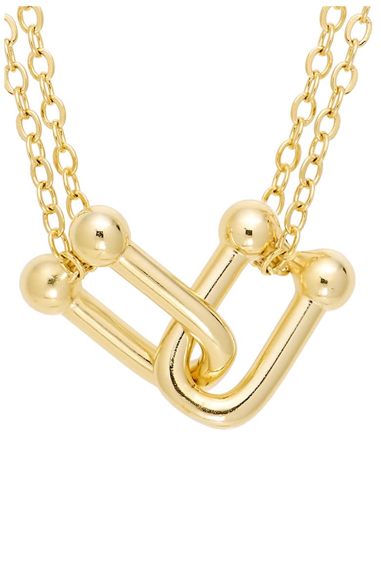 Double Chain Interlocking Link Necklace, Alternate, color, GOLD