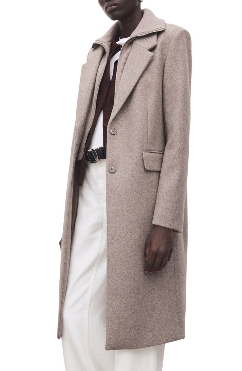 MANGO Notch Collar Coat with Removable Bib Insert, Main, color,