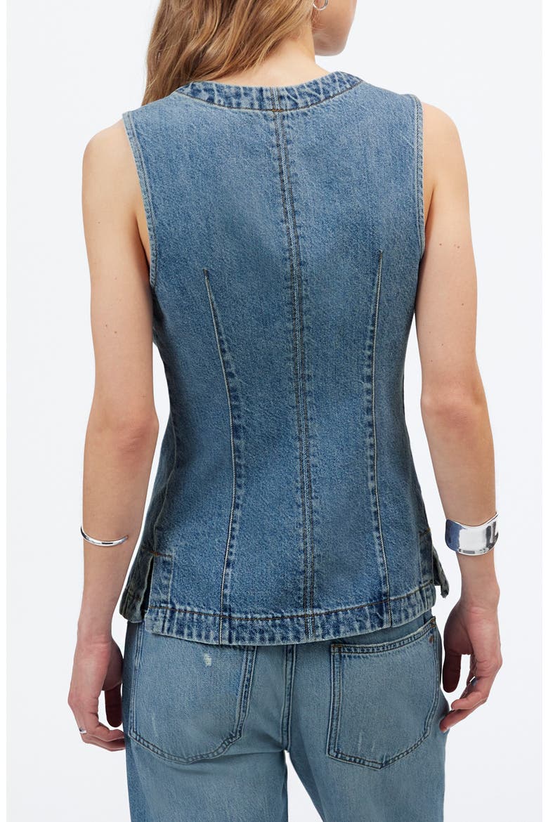 Denim High Crewneck Vest, Alternate, color, BILLINGS WASH