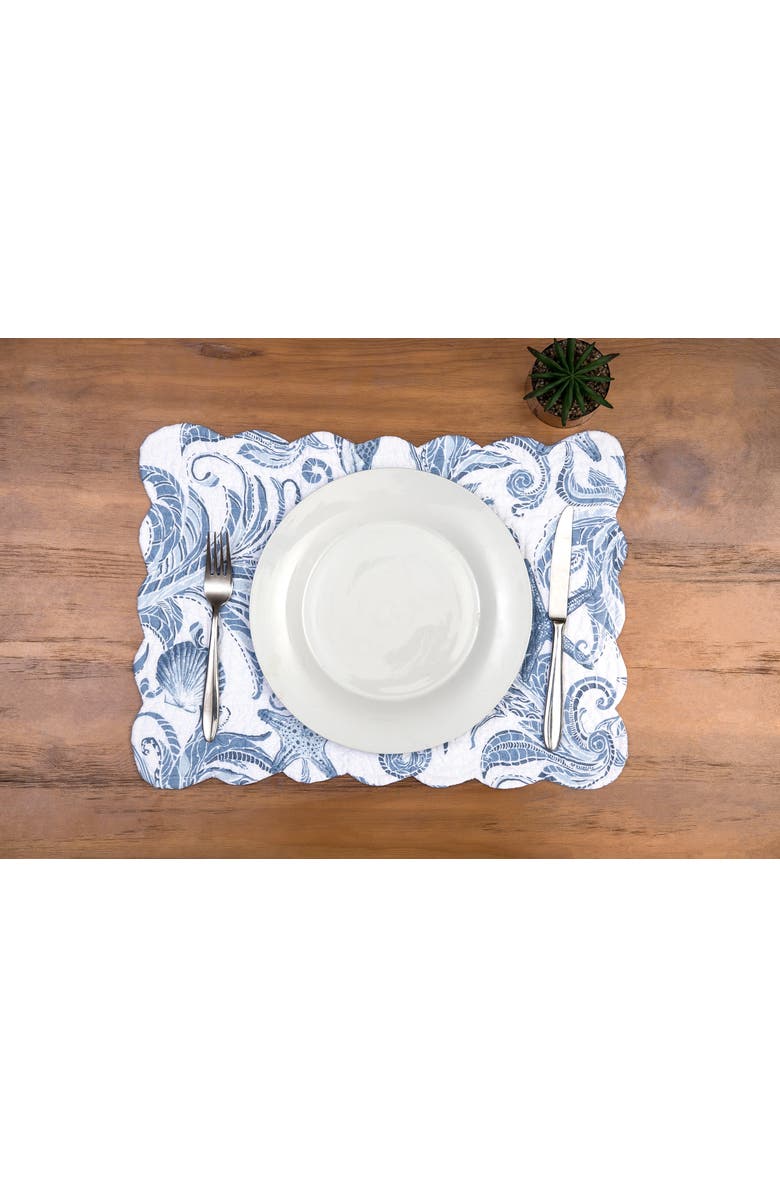 C&F Home Tidal Waves Set of 6 Placemats  13" x 19", Alternate, color, Blue