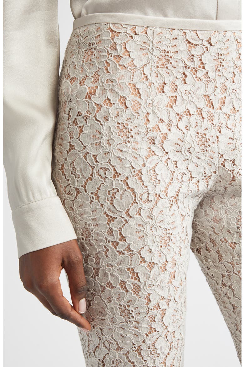 Floral Lace Bootleg Pants, Alternate, color, OYSTER