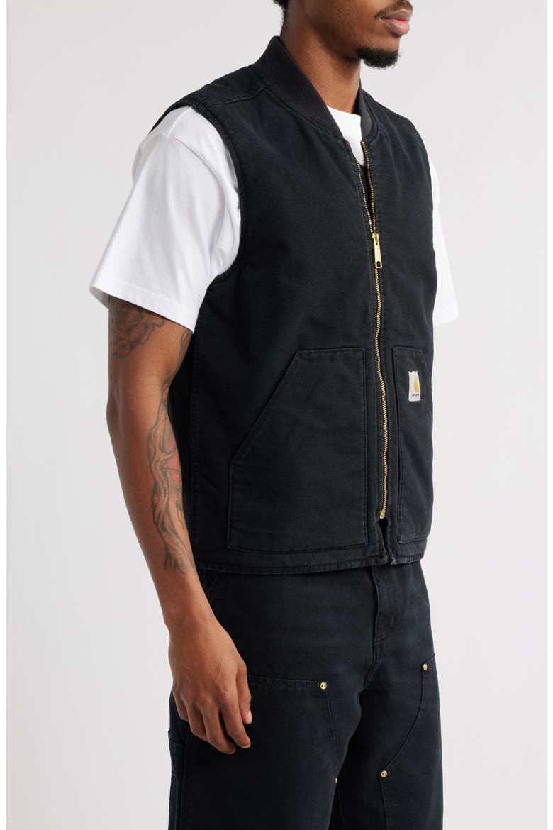 Classic Organic Cotton Canvas Vest, Alternate, color, BLACK (STONE CANVAS)