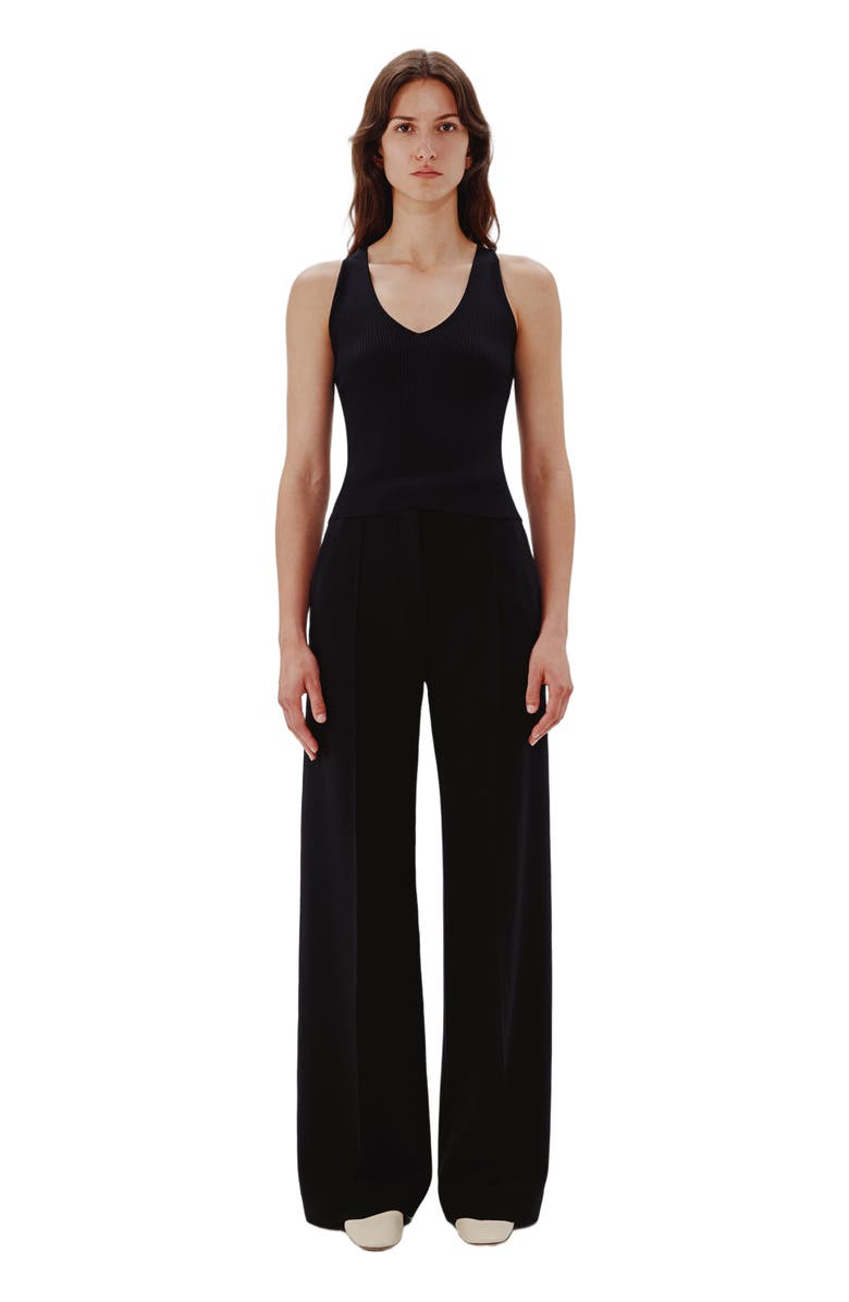 Another Tomorrow DEEP V TANK KNIT, Main, color, Black