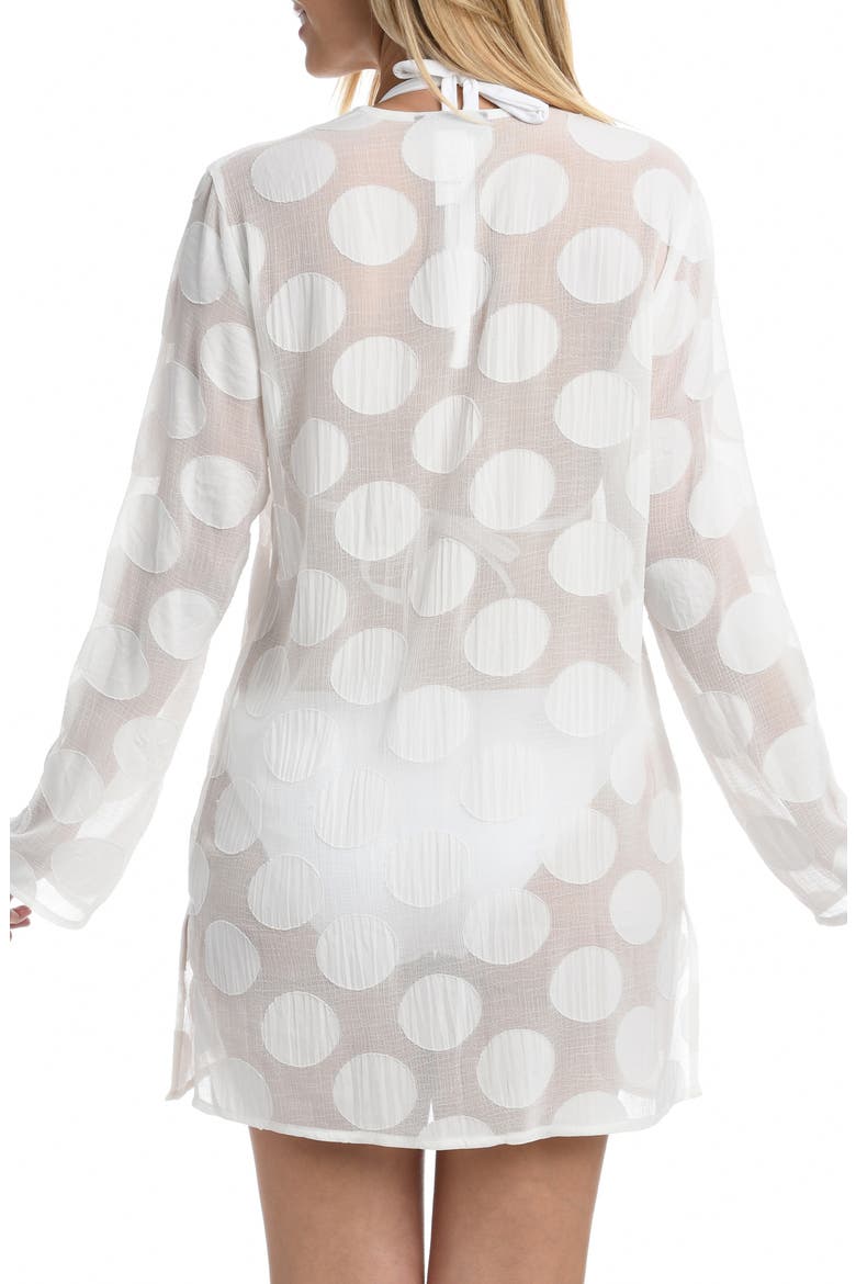 Mod For Dot Long Sleeve Cover-Up Tunic Dress, Alternate, color, WHITE