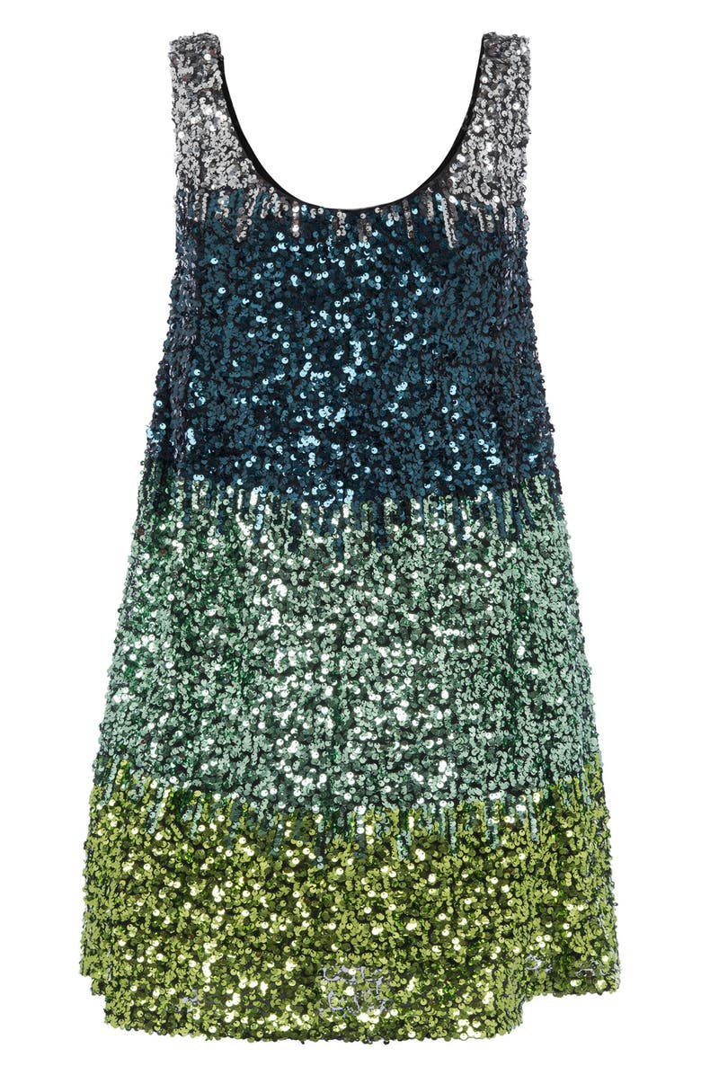 French Connection Estari Sequin Ombré Sleeveless Swing Dress, Alternate, color, Ombre Blue