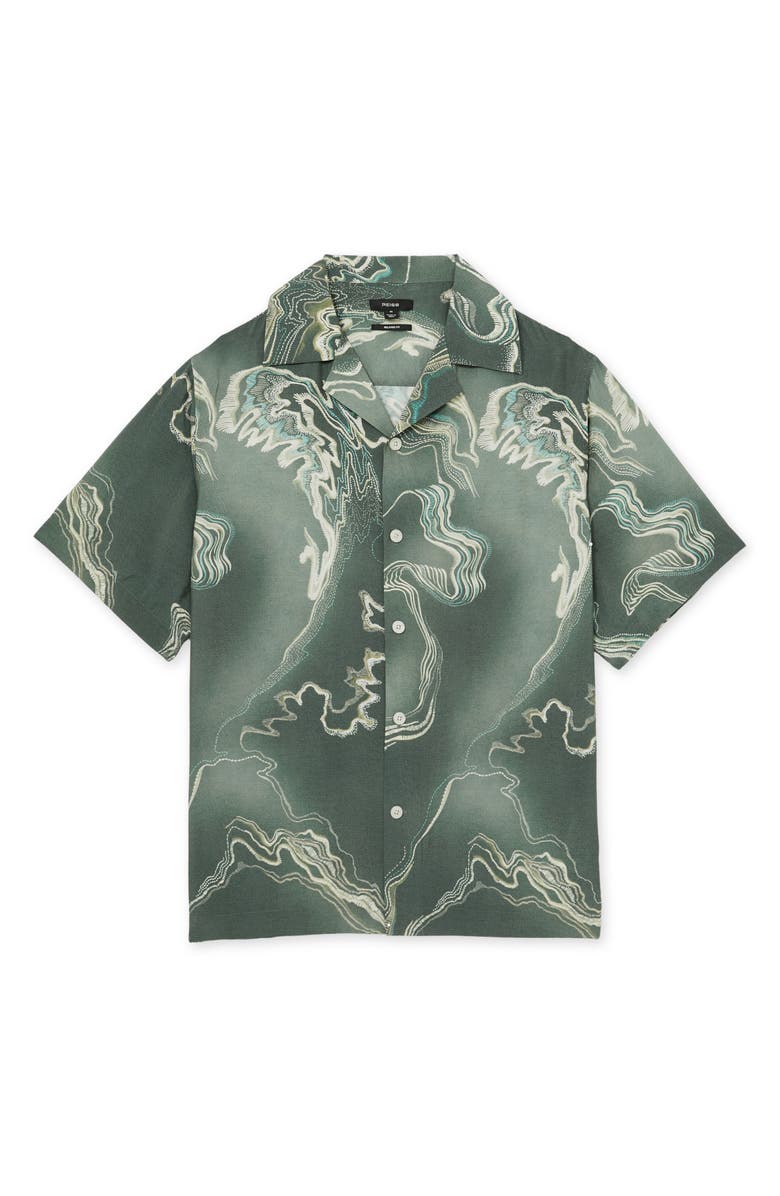 Reiss Marble Camp Shirt, Alternate, color, Sage Green