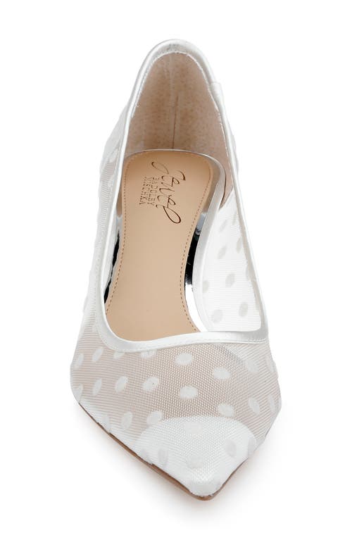 Jewel Badgley Mischka Elena Pointed Cap Toe Pump In White