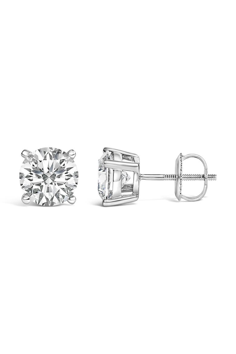 14K White Gold 2 1/2 Cttw Lab Grown Diamond Solitaire Stud Earrings, Alternate, color, White