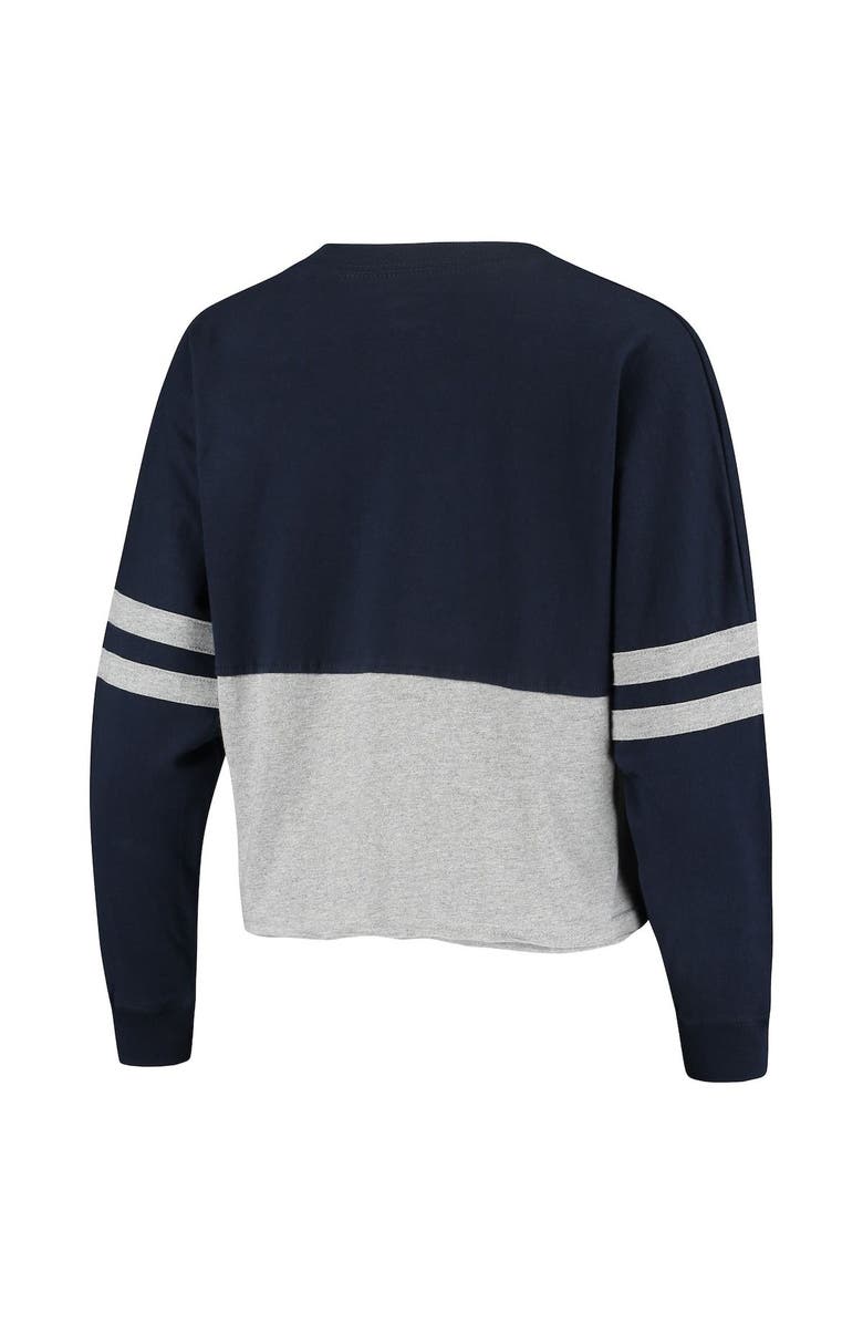 BOXERCRAFT Women's Navy/Heathered Gray Penn State Nittany Lions Cropped Retro Jersey Long Sleeve T-Shirt, Alternate, color, 