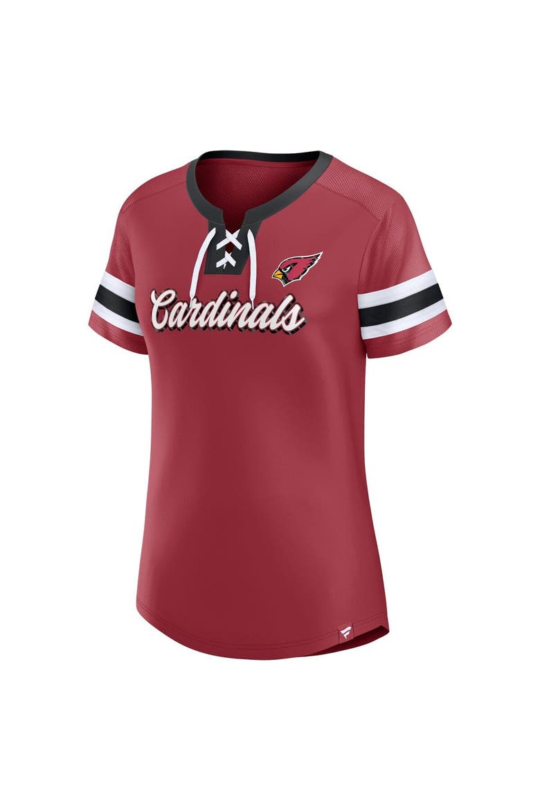 Women's Fanatics Branded Cardinal Arizona Cardinals Original State Lace-Up T-Shirt, Alternate, color, Cardinal