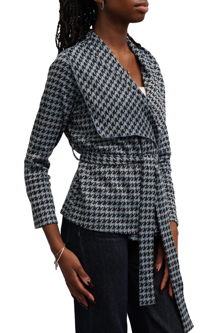 Houndstooth A-Line Knit Shirtjacket, Alternate, color, BLUE