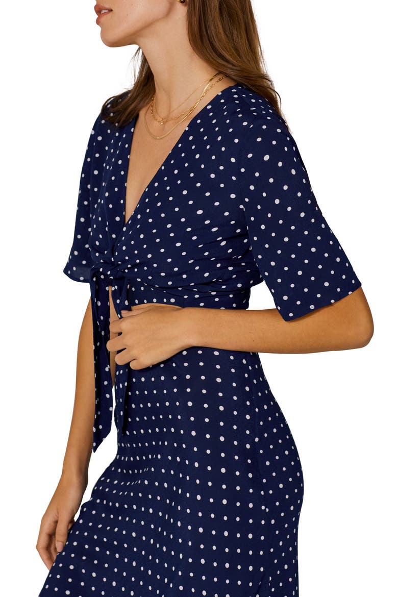 Polka Dot Crop Top, Alternate, color, NAVY POLKA DOT
