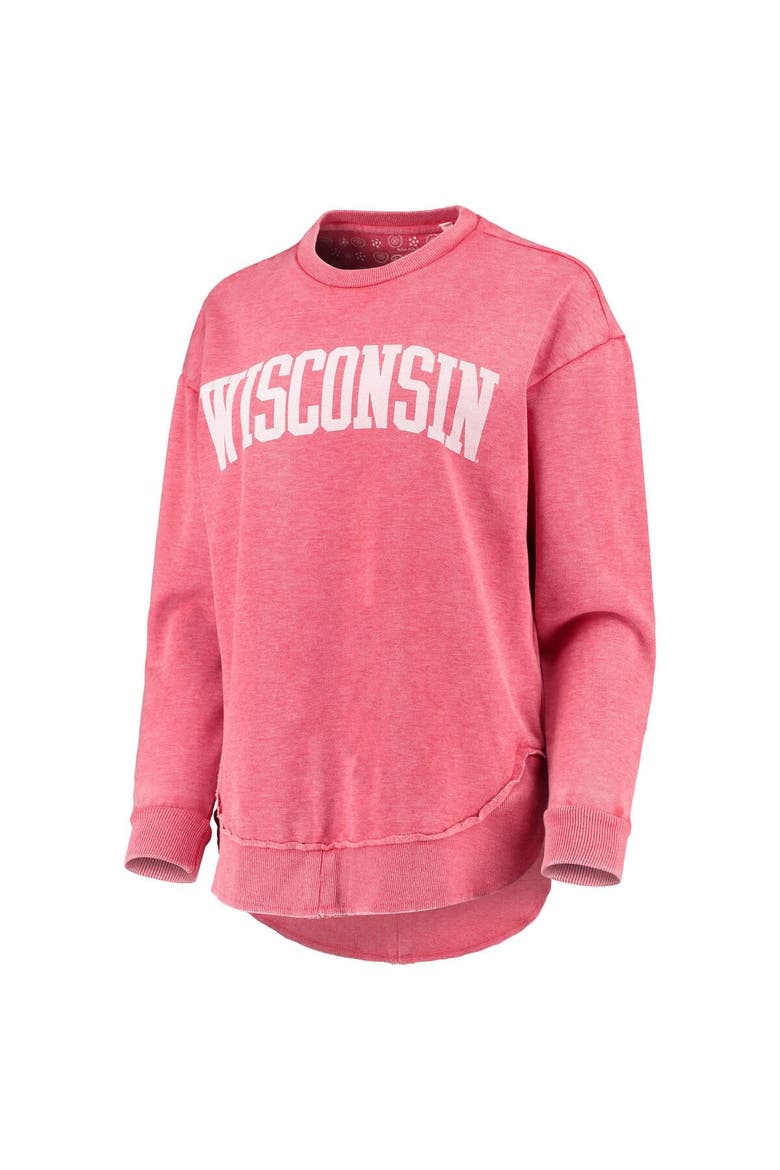 Women's Pressbox Red Wisconsin Badgers Vintage Wash Pullover Sweatshirt, Alternate, color, Red