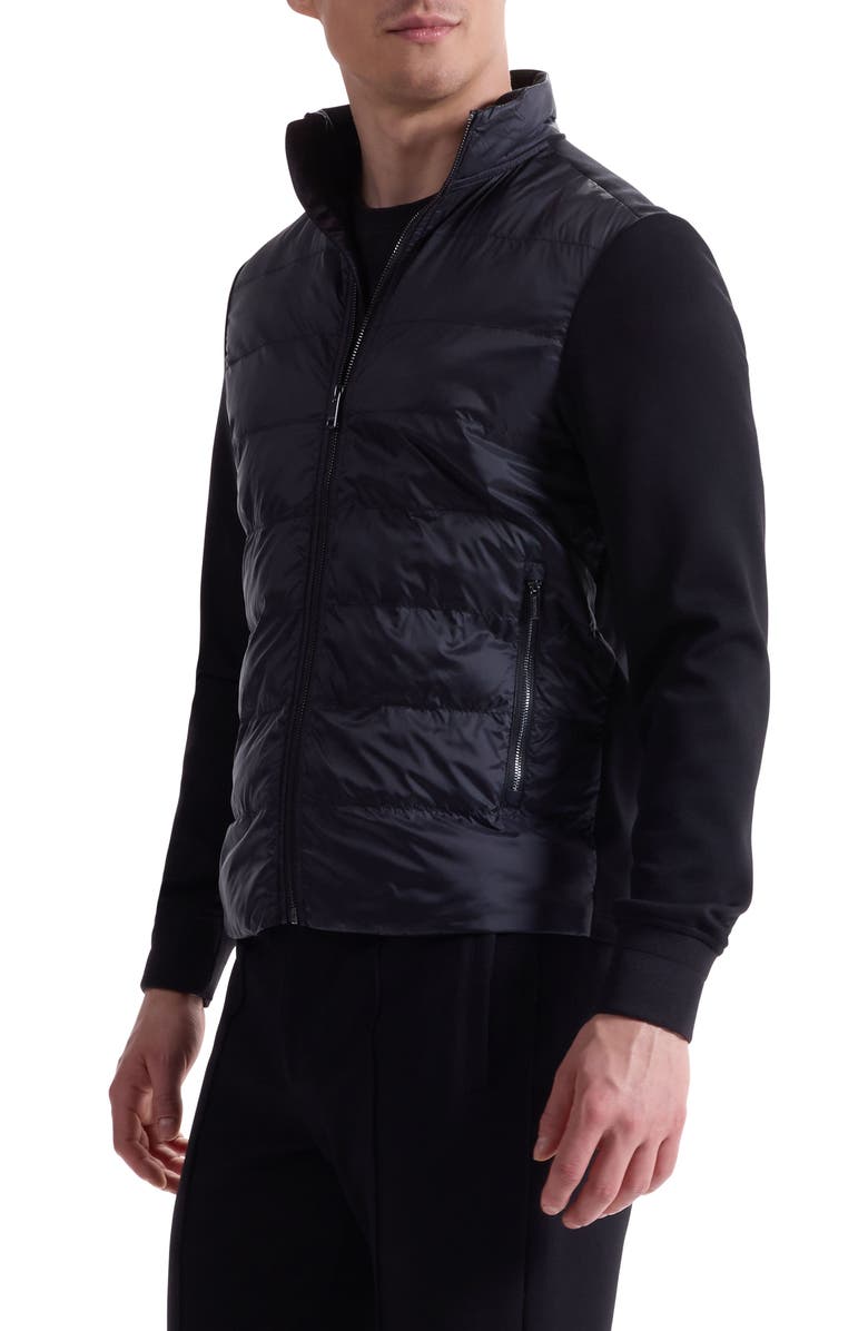 Bugatchi Soft Touch Quilted Zip-Up Bomber Jacket, Alternate, color, Black