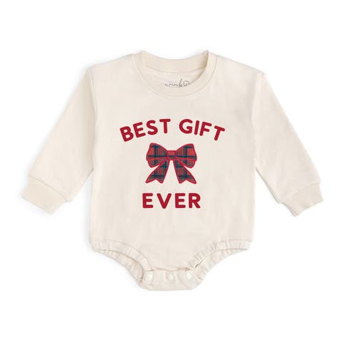 Best Gift Ever Patch Christmas Long Sleeve Romper (Baby)