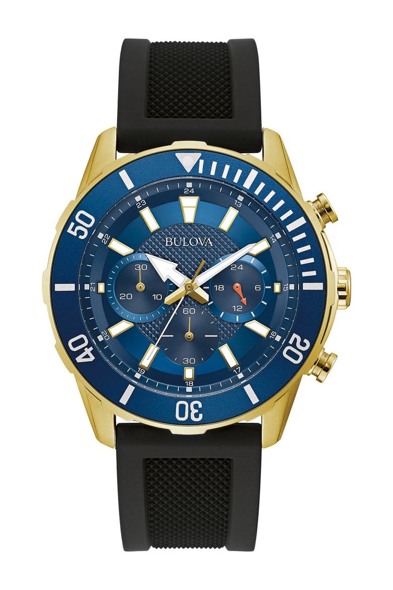 Men's Chronograph Strap Watch, 44mm, Main, color, BLACK