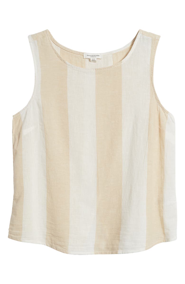 beachlunchlounge Kelis Stripe Layered Back Sleeveless Linen & Cotton Top, Alternate, color, 