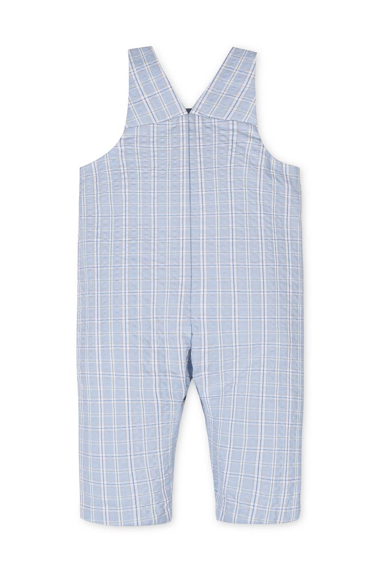 Organic Seersucker Overall, Alternate, color, Blue Chateau Check