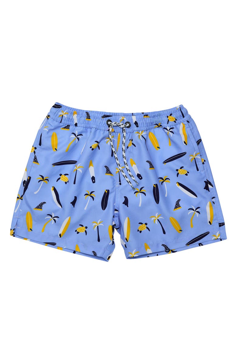 Snapper Rock Kids' Turtle Break Swim Trunks, Main, color, Blue