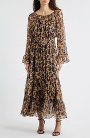 MELLODAY Smocked Bell Sleeve Maxi Dress