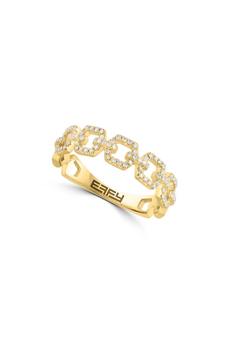 14K Gold Plated Sterling Silver Diamond Link Band Ring, Main, color, GOLD
