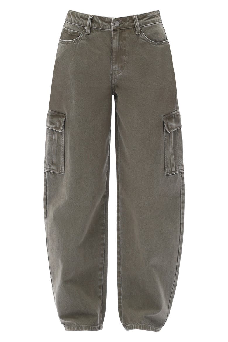 Low Rise Barrel Cargo Jeans, Alternate, color, GREEN
