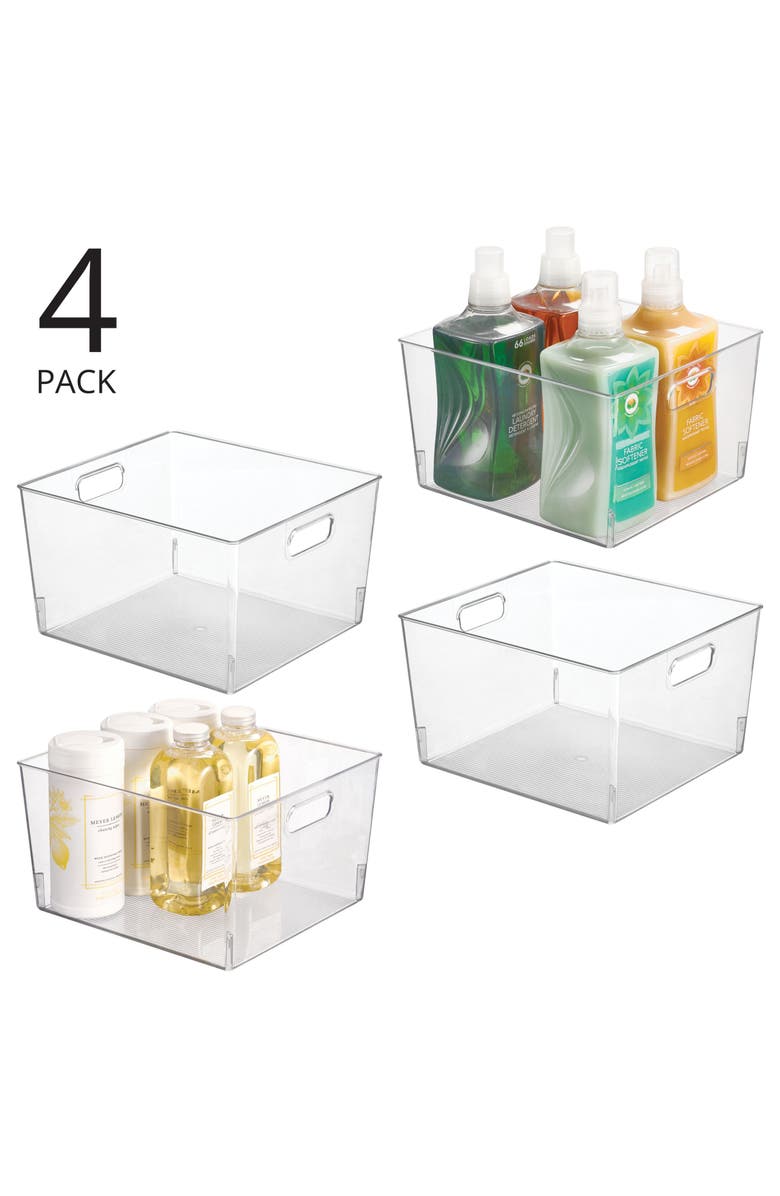mDesign Plastic Household Cubby Storage Organizer Container Bin - 4 Pack - Clear, Alternate, color, Clear